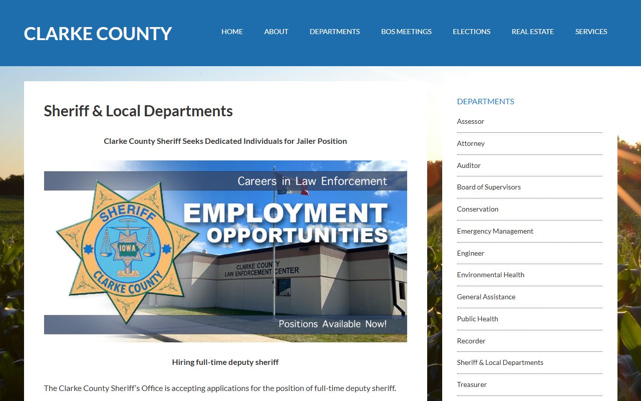 Clarke County Jail and Law Enforcement Center sheriff page for inmate lookup contact